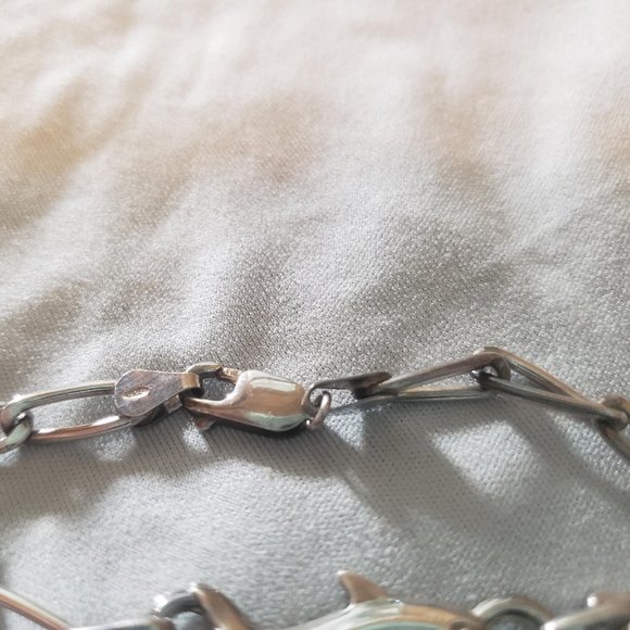 Sterling Dolphin Bracelet Chain Link Anklet Small - Picture 6 of 6